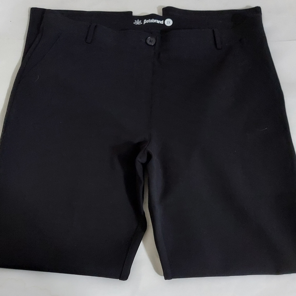 Betabrand Dress Pant Yoga Pants Black Classic Straight Leg Size 2X